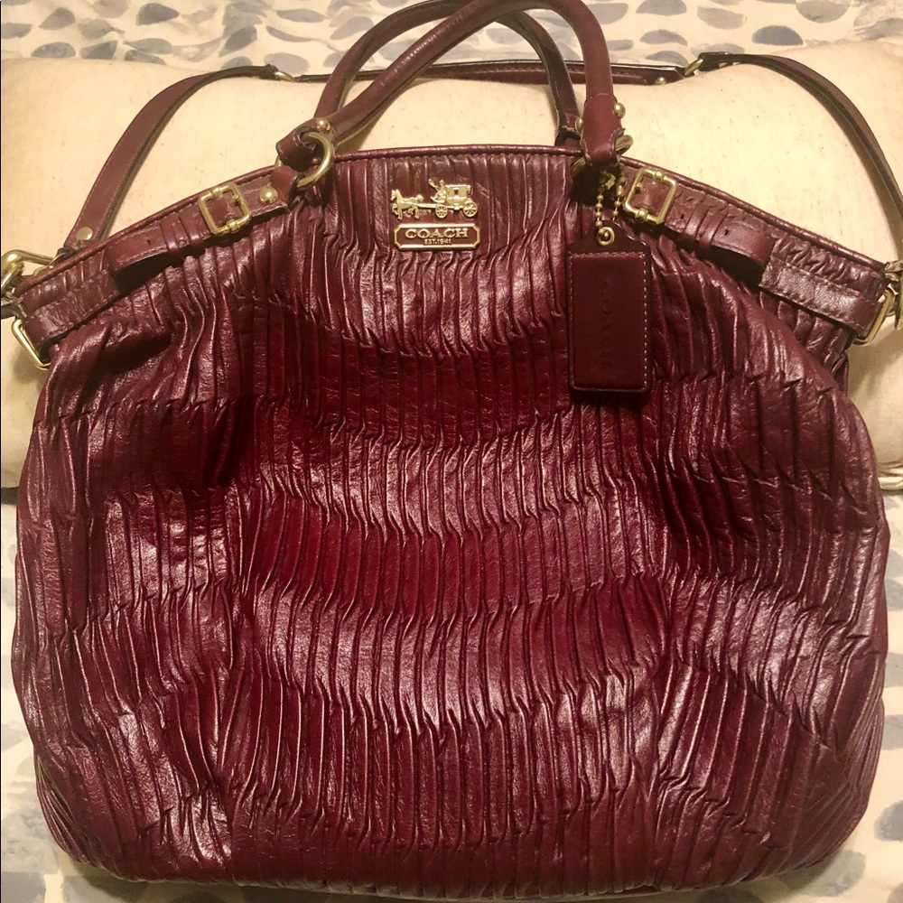 🎉🌴 COACH SOPHIA MADISON GATHERED LEATHER SHOULDER HANDBAG 👜 🎊 - Picture 3 of 12